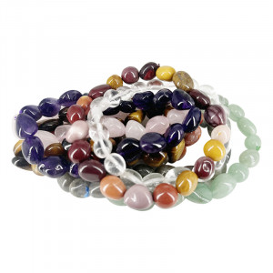 Bracelets pierres roulées les 8 assortis
