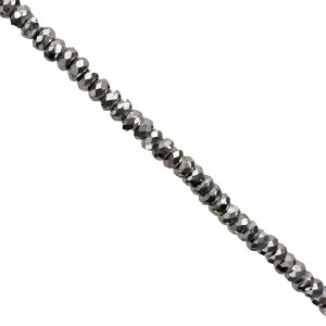 Fil 39 cm perles facettées Hématite Galvanisée Argentée