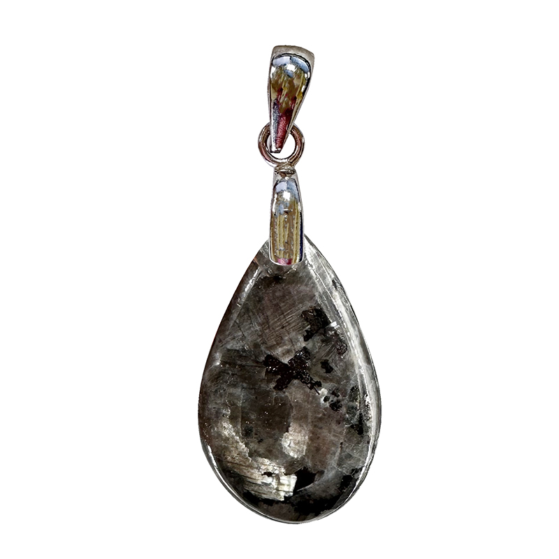 Pendentif Larvikite - goutte - Argent 0.925 rhodié