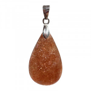 Pendentif goutte pierre de soleil bélière argent 0.925