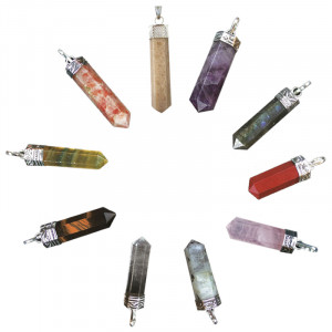 Pendentif pointe polie en pierre naturelle – Lot de 5 pièces