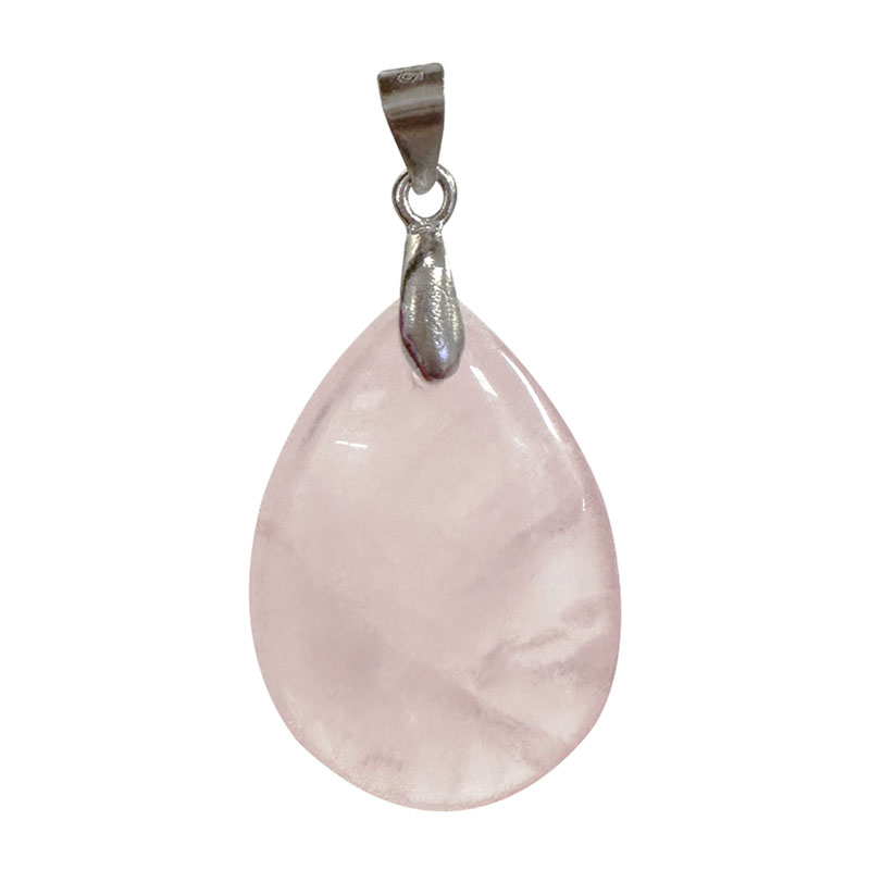 Pendentif goutte quartz rose argent 0.925
