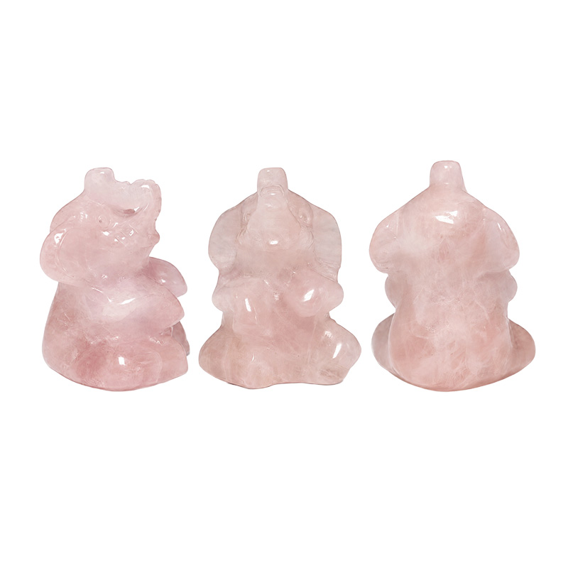 Statuette Éléphant Assis Quartz Rose – 4 cm - La pièce