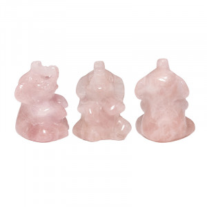 Statuette Éléphant Assis Quartz Rose – 4 cm - La pièce