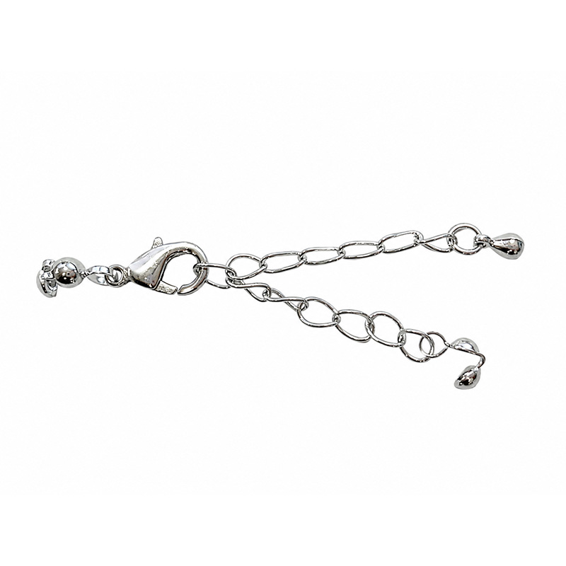 Fermoir réglable avec chaînette de rallonge en cuivre argenté – Lot de 50 pièces