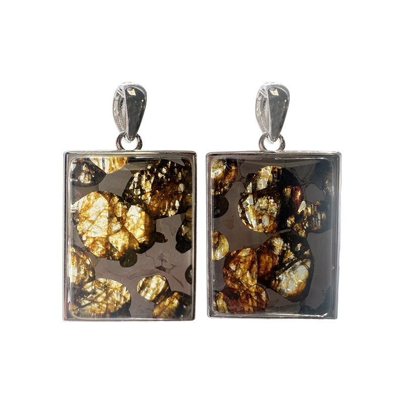 Pendentif Pallasite en Argent 0,925 - Météorite de Sericho, Kenya