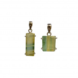 Pendentif Pierre taillée Fluorite verte - argent 0.925 rhodié