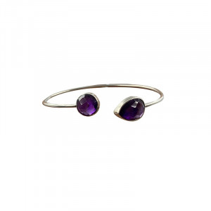 Bracelet Jonc Argent 0.925 rhodié - Amethyste, Lapis, Labradorite, Pierre de Lune