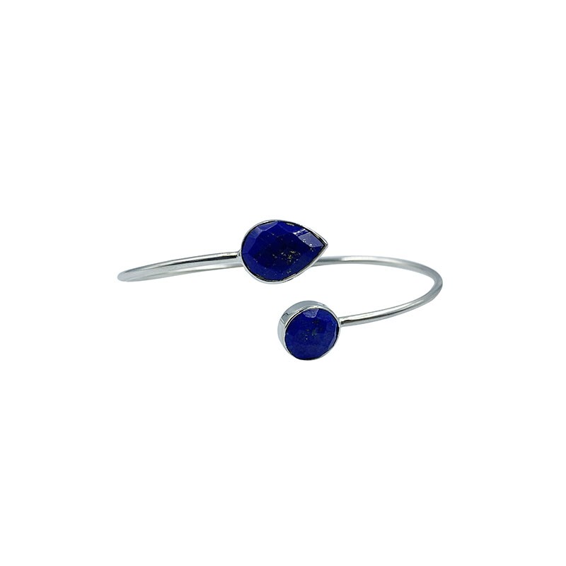 Bracelet Jonc Argent 0.925 rhodié - Amethyste, Lapis, Labradorite, Pierre de Lune