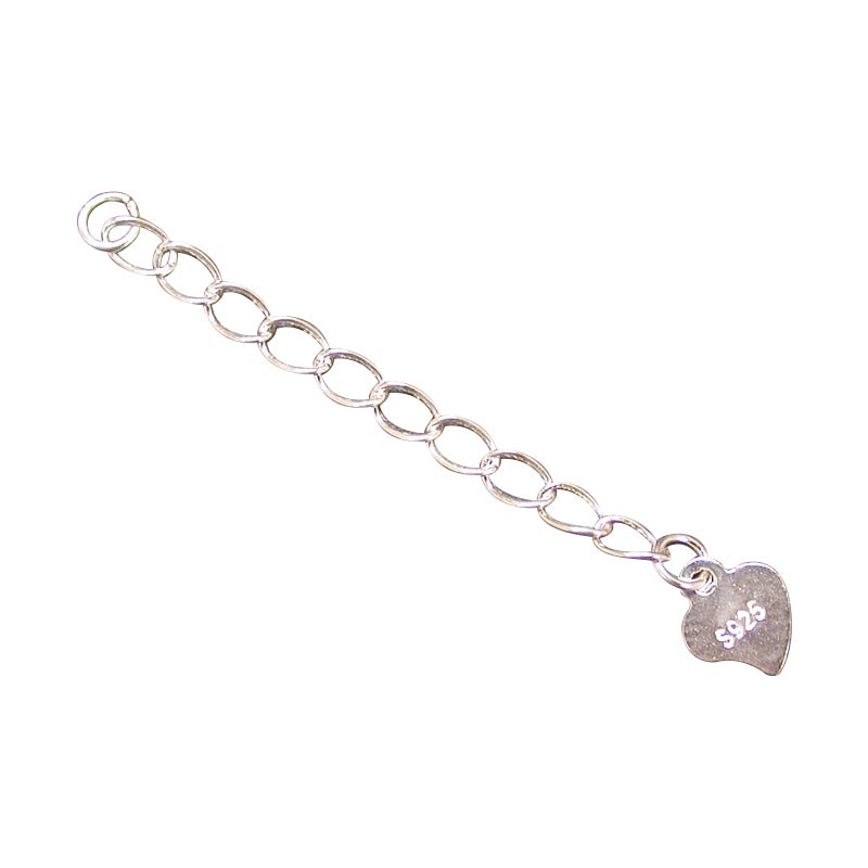 Chainette de rallonge avec coeur 4 cm argent 0.925 lot de 2 pièces
