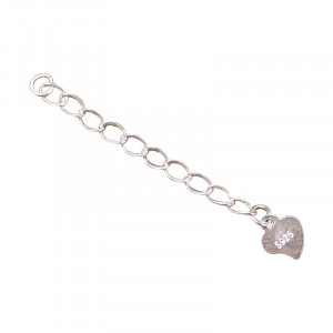 Chainette de rallonge avec coeur 4 cm argent 0.925 lot de 2 pièces