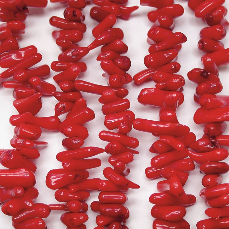 Rangs bambou de mer 10mm teinté rouge les 5 pièces