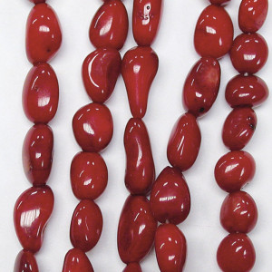 Rangs bambou de mer 7mm teinté rouge les 5 ass