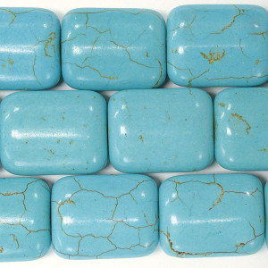 Rangs howlite rec. 14x18mm teintée turquoise les 3 ass