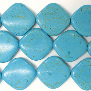 Rangs howlite rec. 25mm teintée turquoise les 3 ass