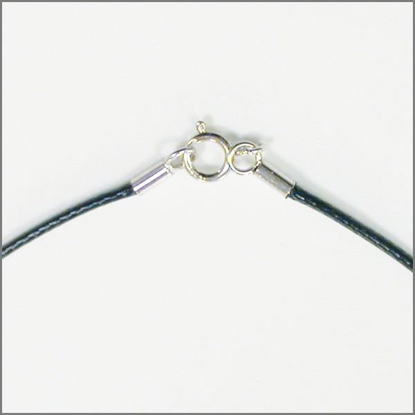 Cordon noir 1 mm 45 cm fermoir argent lot 5 pcs