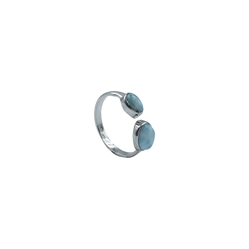 Bague réglable Larimar en Argent 0.925 rhodié