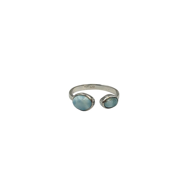 Bague réglable Larimar en Argent 0.925 rhodié