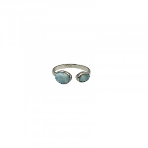 Bague réglable Larimar en Argent 0.925 rhodié
