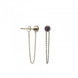 Puces d'oreilles + chaine argent 0.925 rhodié - Différentes matières