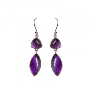 Boucles d'oreilles triangle navette sur argent 0.925 rhodié - Différentes matières