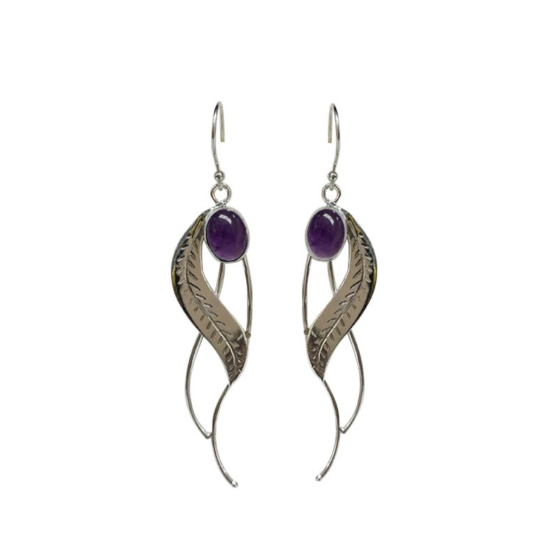 Boucles d'oreilles feuilles argent 0.925 rhodié - Différentes matières