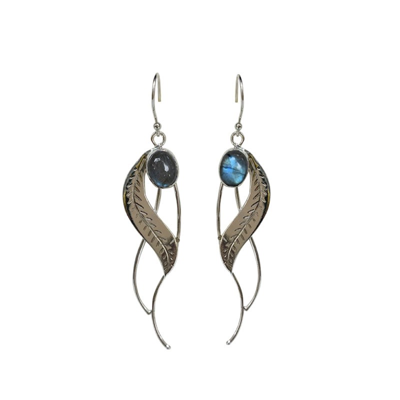 Boucles d'oreilles feuilles argent 0.925 rhodié - Différentes matières