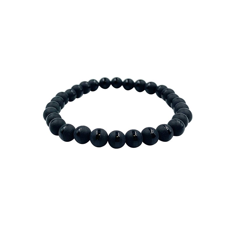 Bracelet en onyx noir poli/dépoli