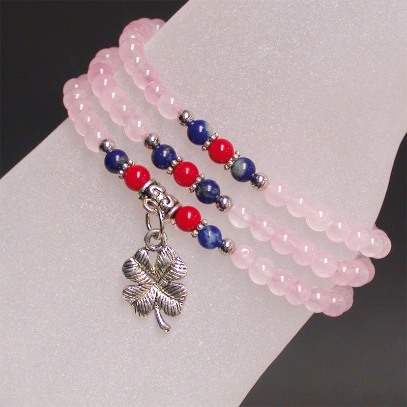 Bracelet 3 rangs trefle plusieurs coloris
