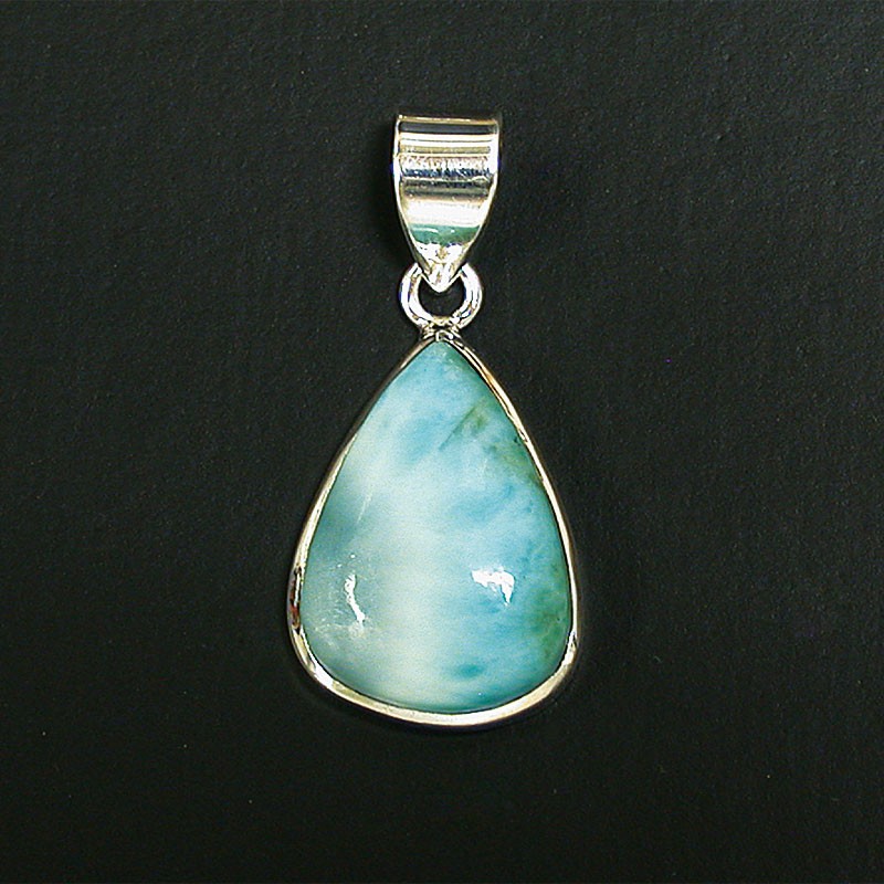 Pendentif Larimar sur argent 0.925 rhodié