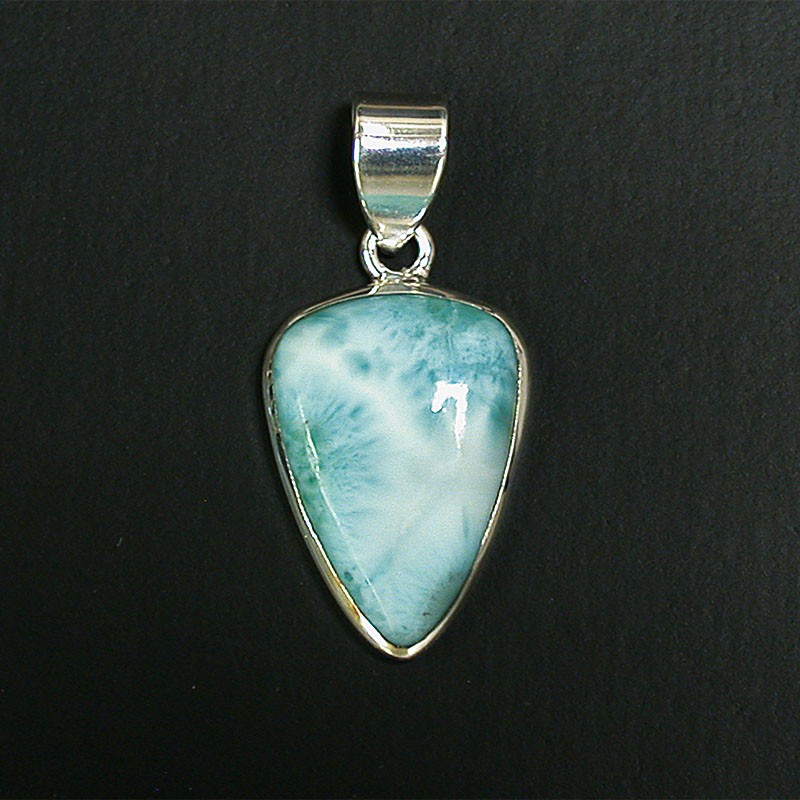 Pendentif Larimar sur argent 0.925 rhodié
