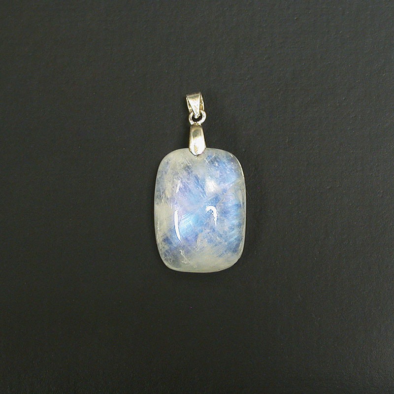 Pendentif pierre de lune T2 argent 0.925 rhodié
