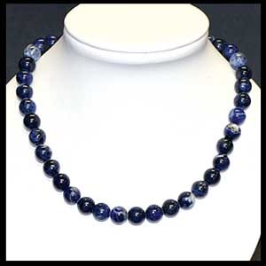 Collier sodalite boules 4 à 10 mm - 42cm