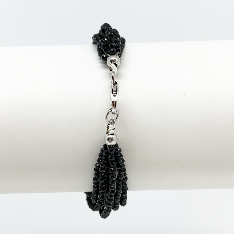 Bracelet Spinelle 7 rangs facetté argent 0.925 17 cm