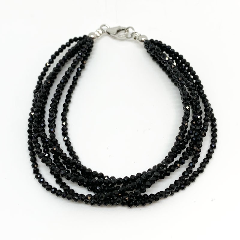 Bracelet Spinelle 7 rangs facetté argent 0.925 17 cm