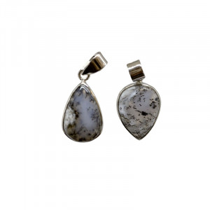 Pendentif Agate dendritique (à dendrites) argent rhodié