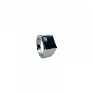 Bague Homme Onyx noir sur Argent rhodié 0.925