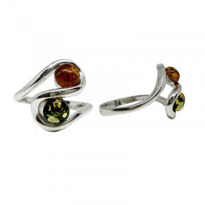 Bague Argent cabochons en Ambre
