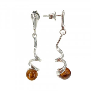 Boucles oreilles pendantes Ambre Argent 925