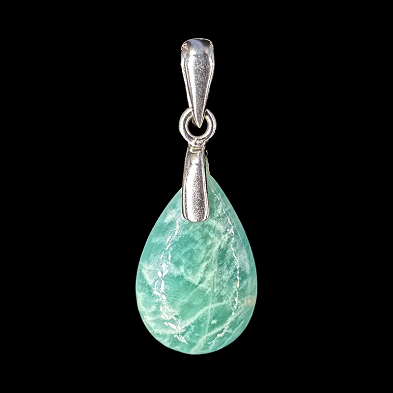Pendentif Amazonite goutte argent 0.925 rhodié