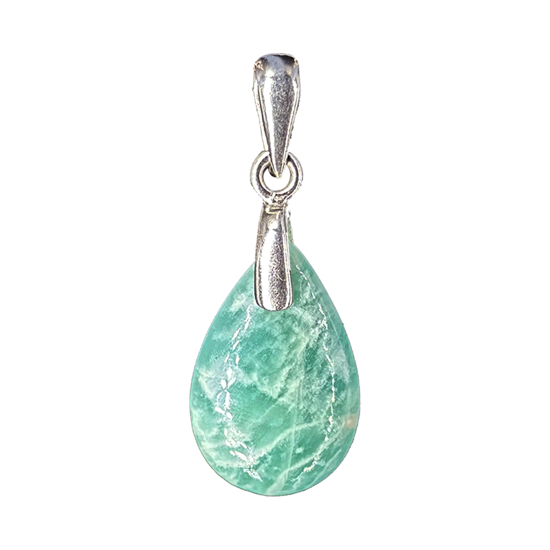 Pendentif Amazonite goutte argent 0.925 rhodié