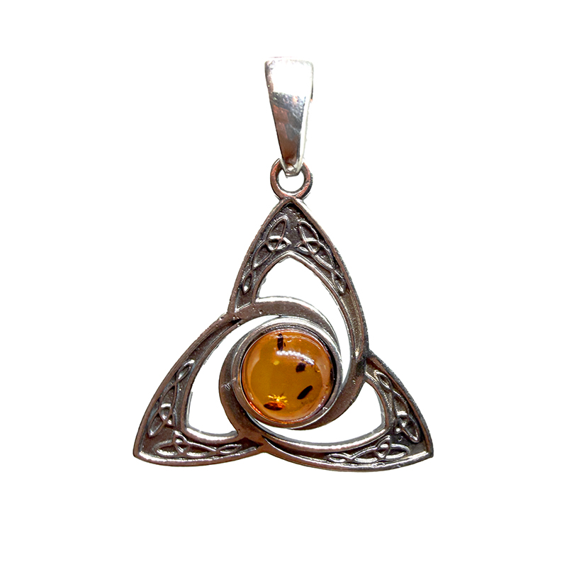 Pendentif nœud celtique Argent Ambre