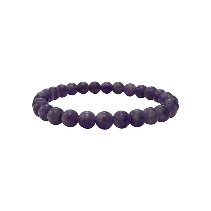 Bracelet améthyste 6 ou 8 mm dépoli