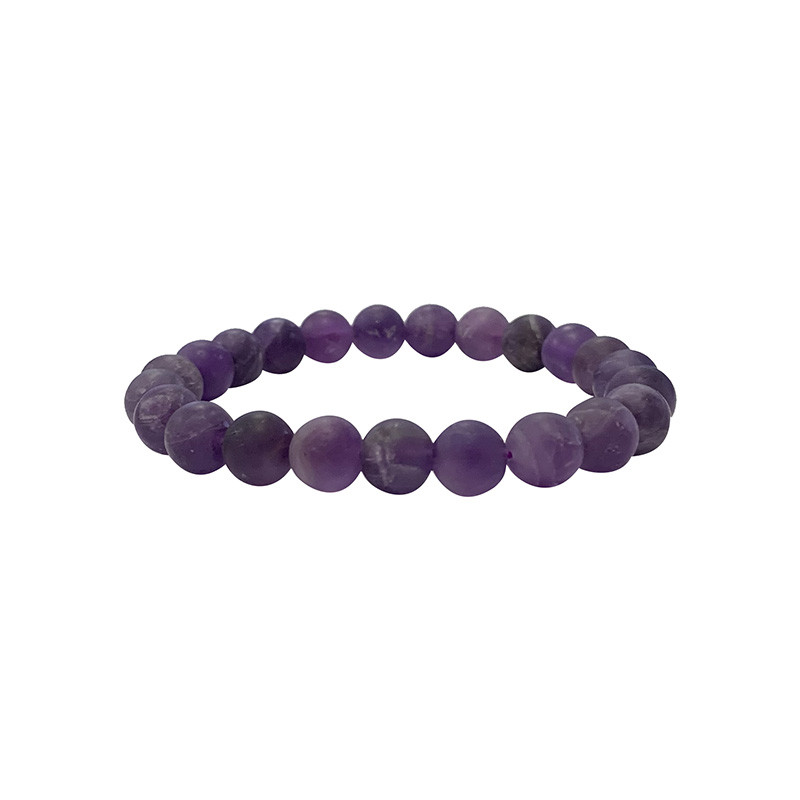 Bracelet améthyste 6 ou 8 mm dépoli