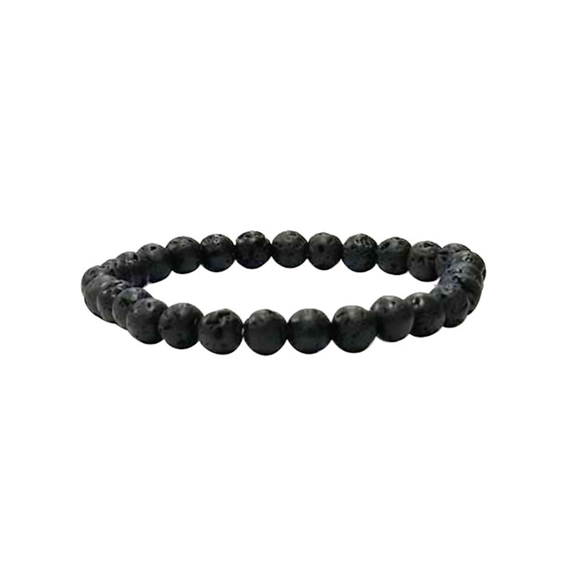 Bracelet en lave noire - Lot de 10 pcs - existe en 4, 6, 8, 10 mm