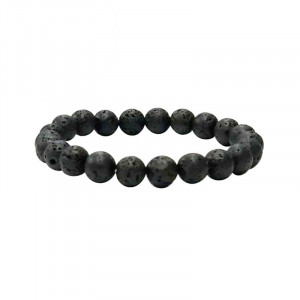 Bracelet en lave noire - Lot de 10 pcs - existe en 4, 6, 8, 10 mm