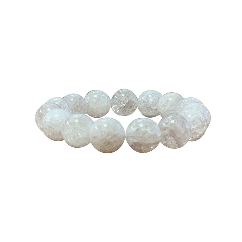 Bracelet Cristal de roche craquelé - boules de 8 à 14 mm