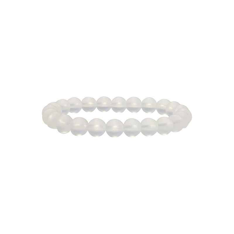 Bracelet cristal de roche 6 ou 8 mm dépoli