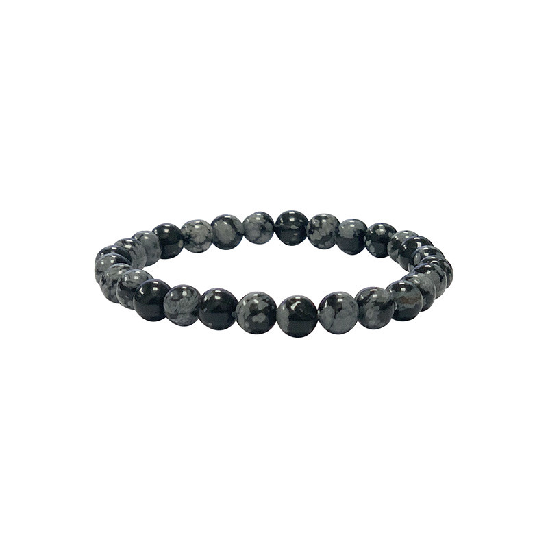 Bracelet Obsidienne neige boules 4 à 8 mm
