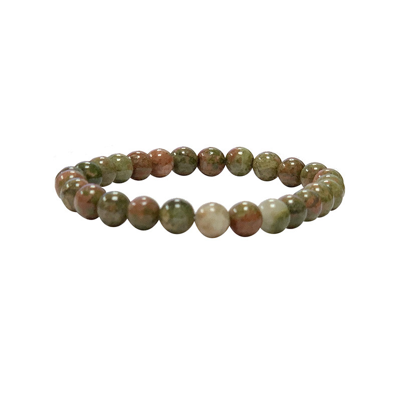 Bracelet Unakite boules 4 à 8 mm